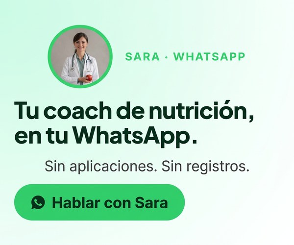 Sara, tu coach de nutrición en tu WhatsApp. Sin aplicaciones. Sin registros. Hablar con Sara