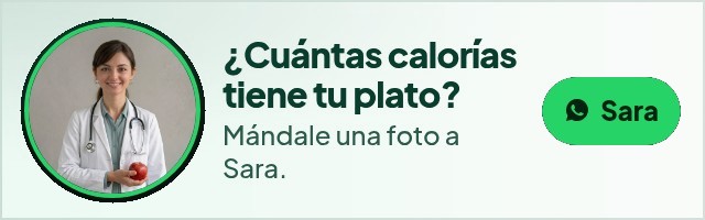 Sara, nutricionista en WhatsApp: ¿Cuántas calorías tiene tu plato? Mándale una foto a Sara. Hablar con Sara